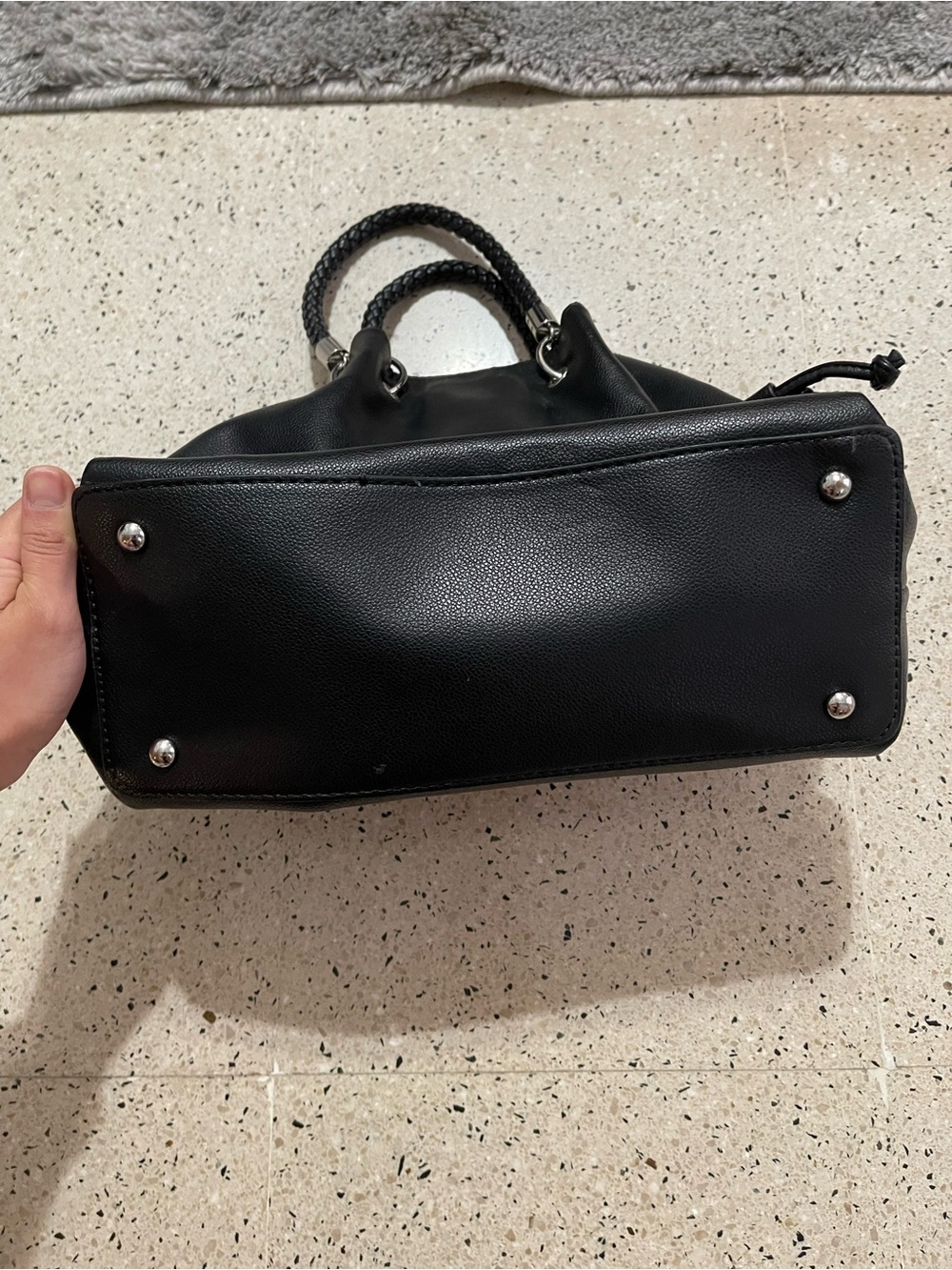 GUESS Black Pebbled Drawstring Bag - Picture 4 of 7